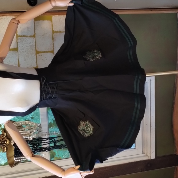 Romwe Harry Potter Slytherin suspender skirt JUNIORS Large 8/10 Hogwarts - Picture 2 of 13